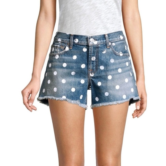 7 For all mankind denim shorts with pokadots size 28 - Picture 1 of 6
